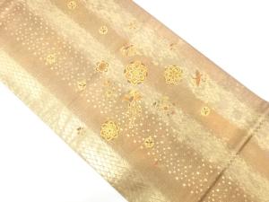 金彩　花喰い鳥に華紋　刺繍　袋帯